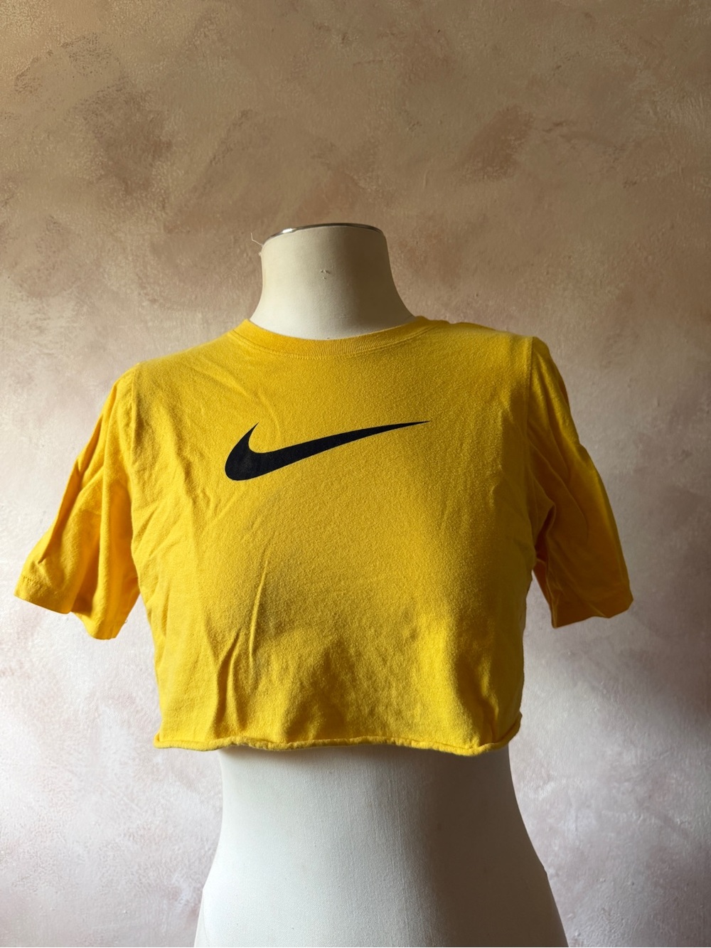 Nike Yellow Cropped Tee with Black Swoosh Logo